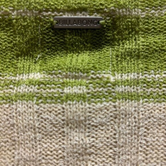 Billabong Womens Clare Ribbed Stripe Knit Sweater Size Large Green And Cream - Picture 5 of 7